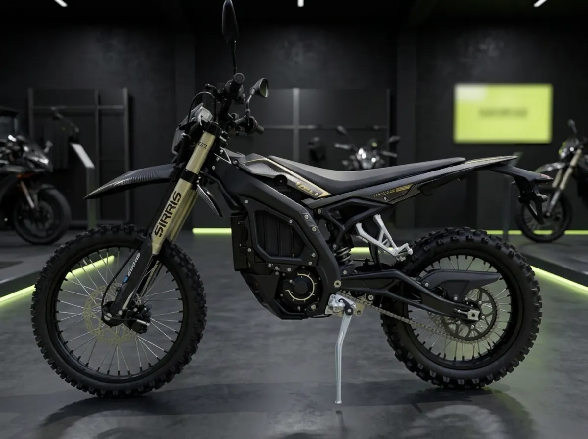 Velimotor Havocker MX electric motocross bike photographed against a dark graphite studio backdrop